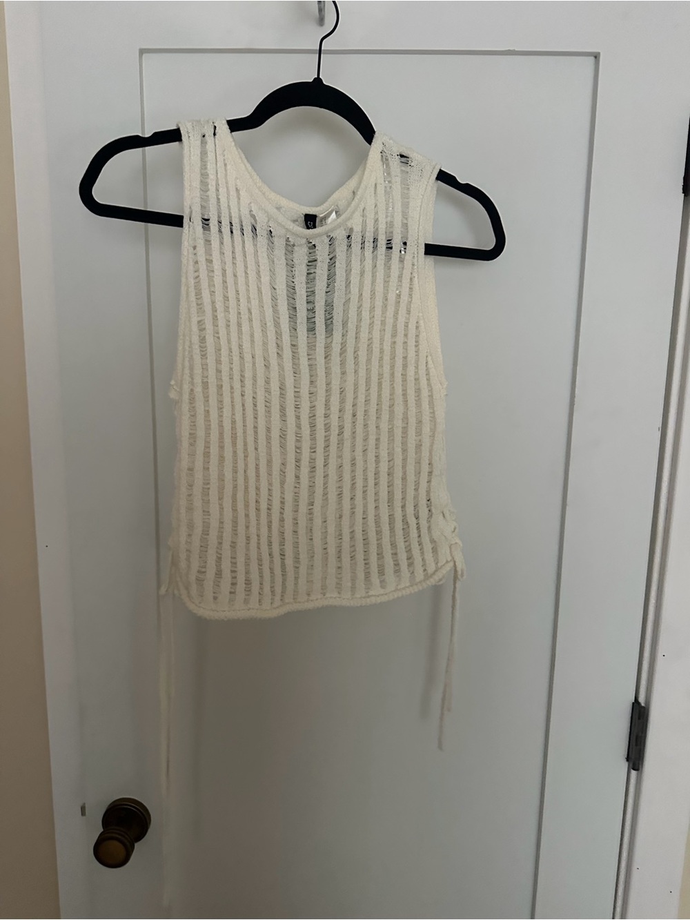 H&M Cream Open-Weave Side-Tie Tank Top